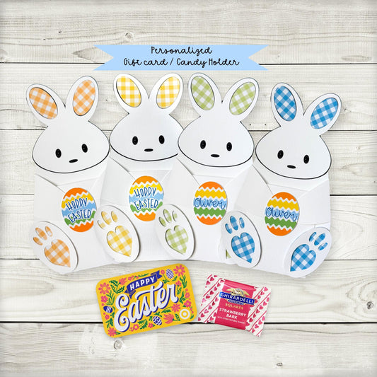Personalized Easter Bunny Gift Card Holder: Gingham Easter Basket Stuffer
