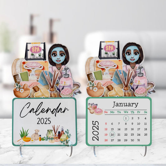 2025 Mini Spa Desk Calendar, Self Care Calendar, African American, Style Bbob