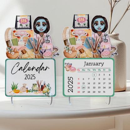 2025 Mini Spa Desk Calendar, Self Care Calendar, African American, Style Bbob