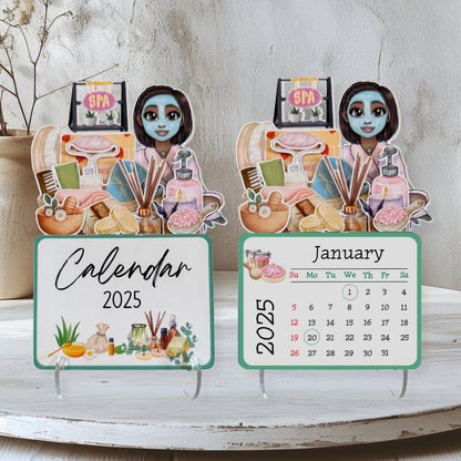2025 Mini Spa Desk Calendar, Self Care Calendar, African American, Style Bbob