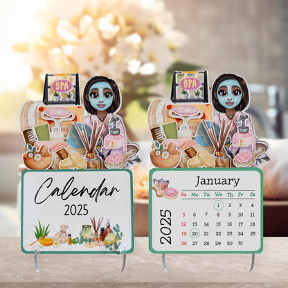 2025 Mini Spa Desk Calendar, Self Care Calendar, African American, Style Bbob