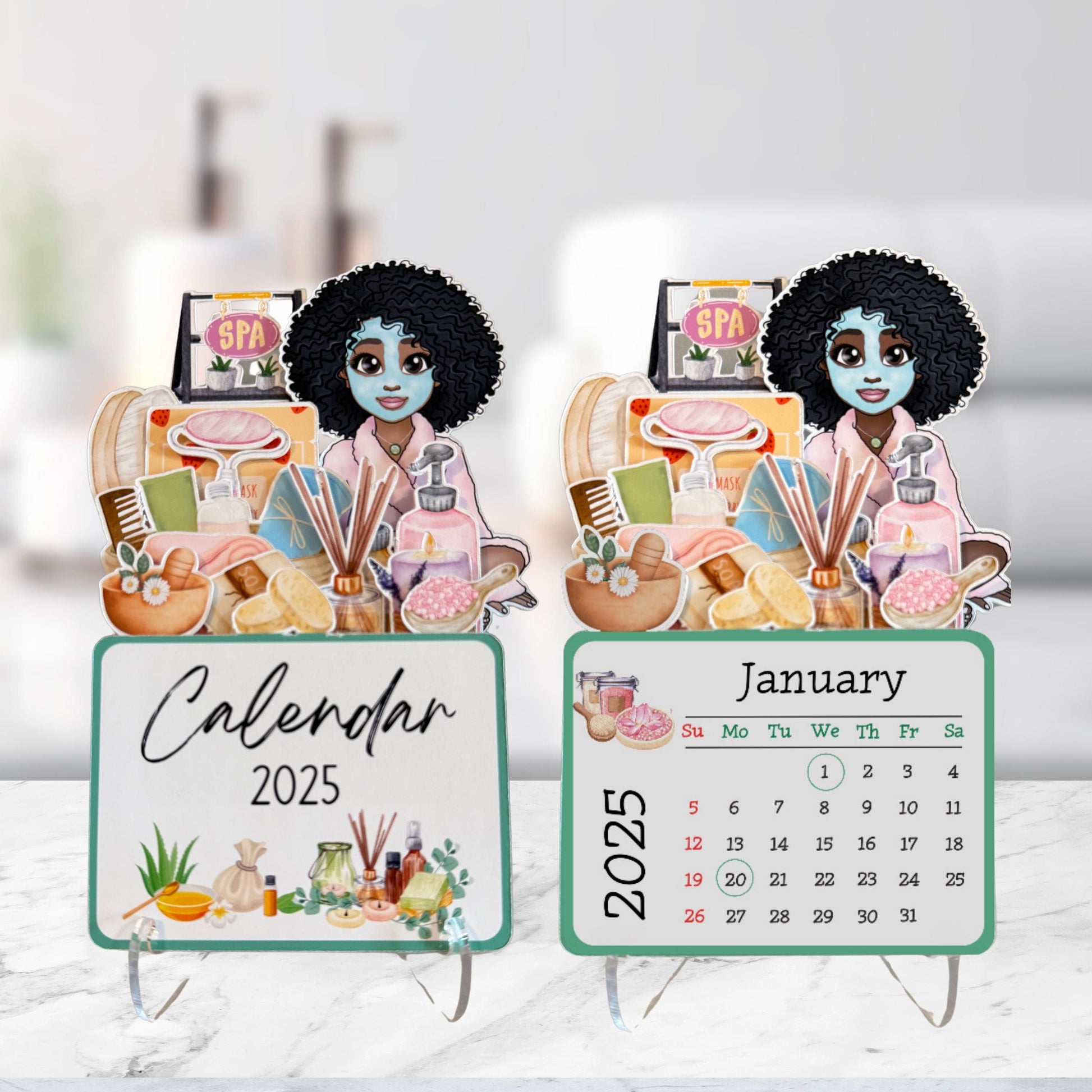 2025 Mini Spa Desk Calendar: Afro Spa Girl Self Care