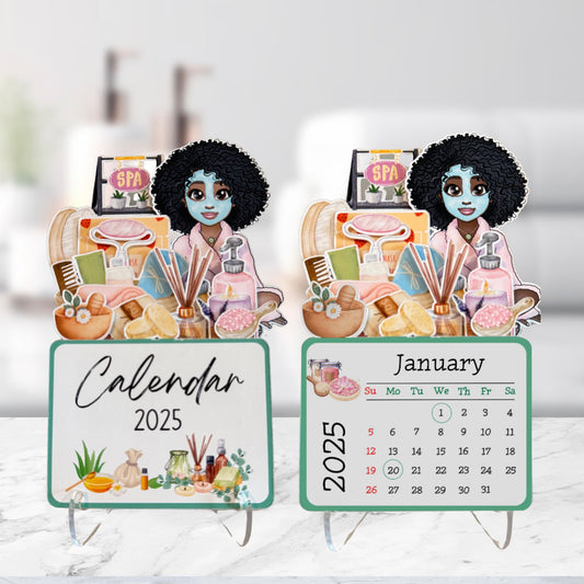 2025 Mini Spa Desk Calendar: Afro Spa Girl Self Care