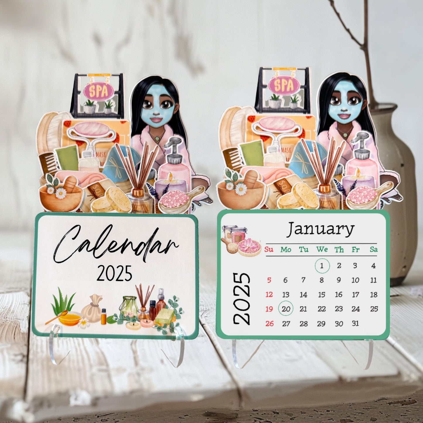 2025 mini spa desk calendar: self-care gift