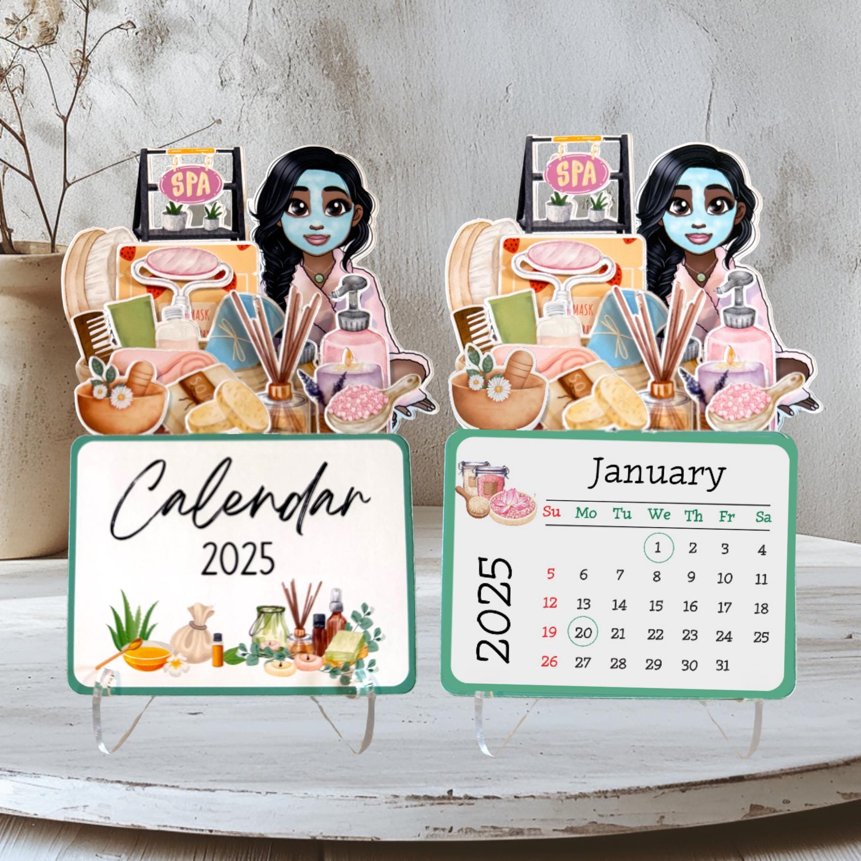 2025 Mini Spa Desk Calendar: African American Self Care