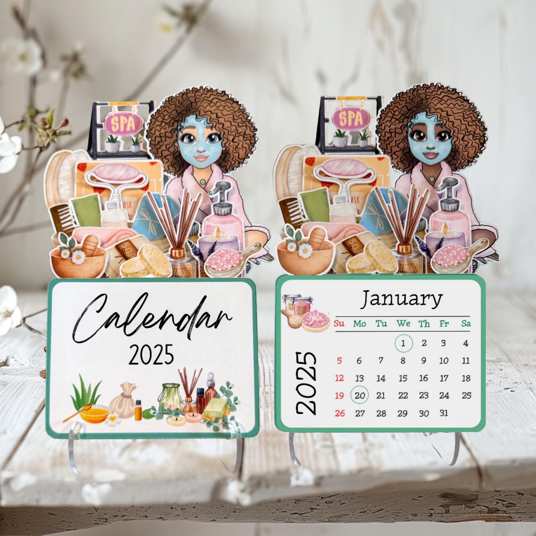 2025 Spa Desk Calendar: Self-Care Afro Girl