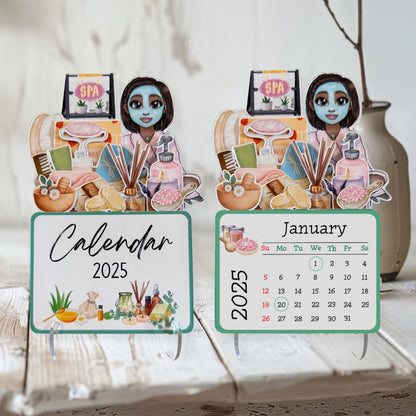 2025 Mini Spa Desk Calendar, Self Care Calendar, African American, Style Bbob