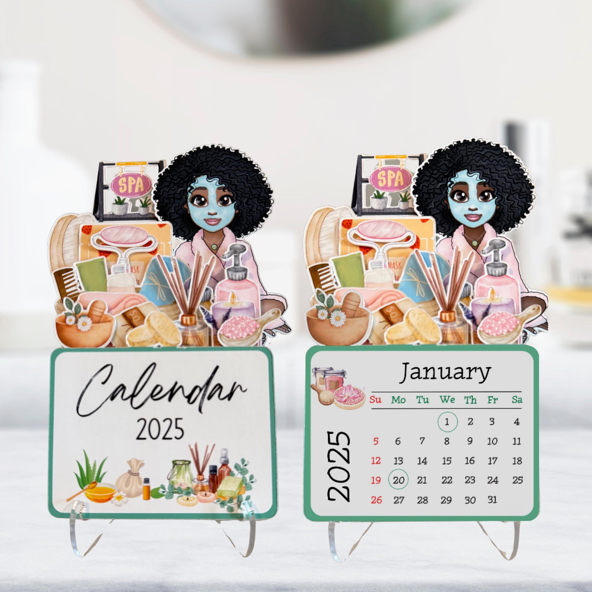 2025 Mini Spa Desk Calendar: Afro Spa Girl Self Care