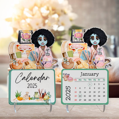 2025 Mini Spa Desk Calendar: Afro Spa Girl Self Care