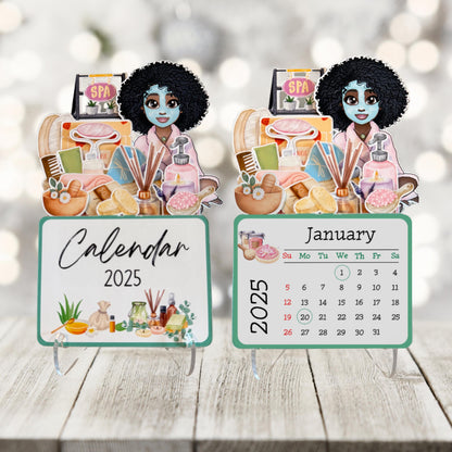 2025 Mini Spa Desk Calendar: Afro Spa Girl Self Care