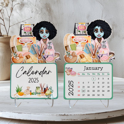 2025 Mini Spa Desk Calendar: Afro Spa Girl Self Care