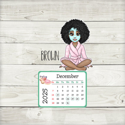 2025 Mini Spa Desk Calendar: Afro Spa Girl Self Care