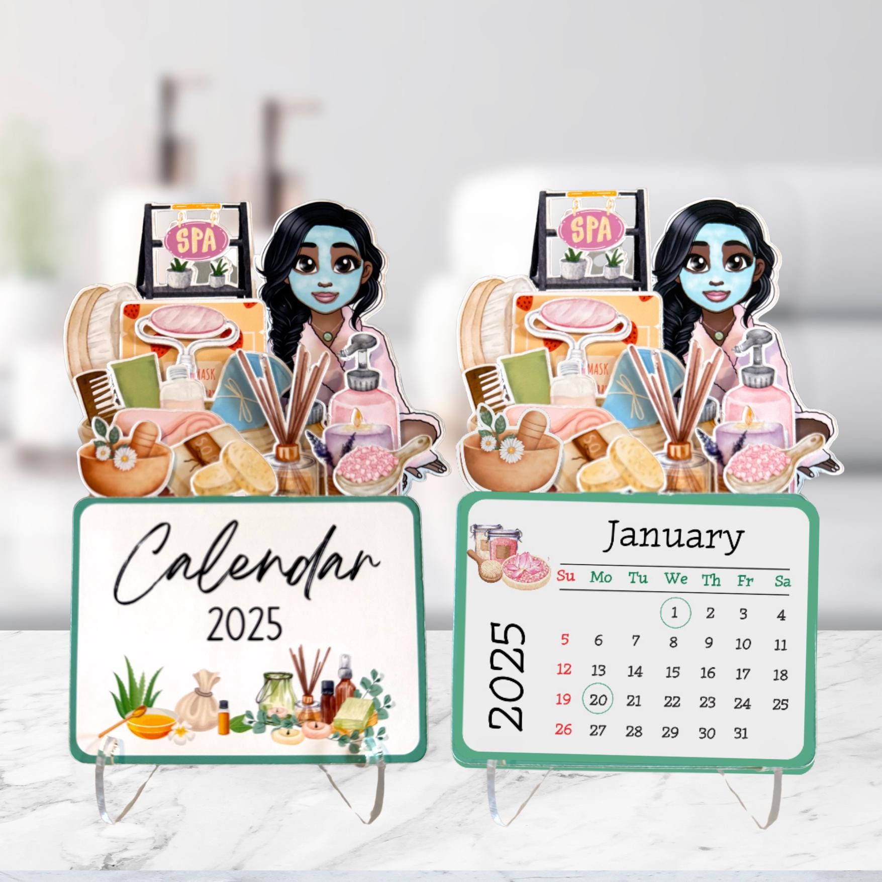 2025 Mini Spa Desk Calendar: African American Self Care