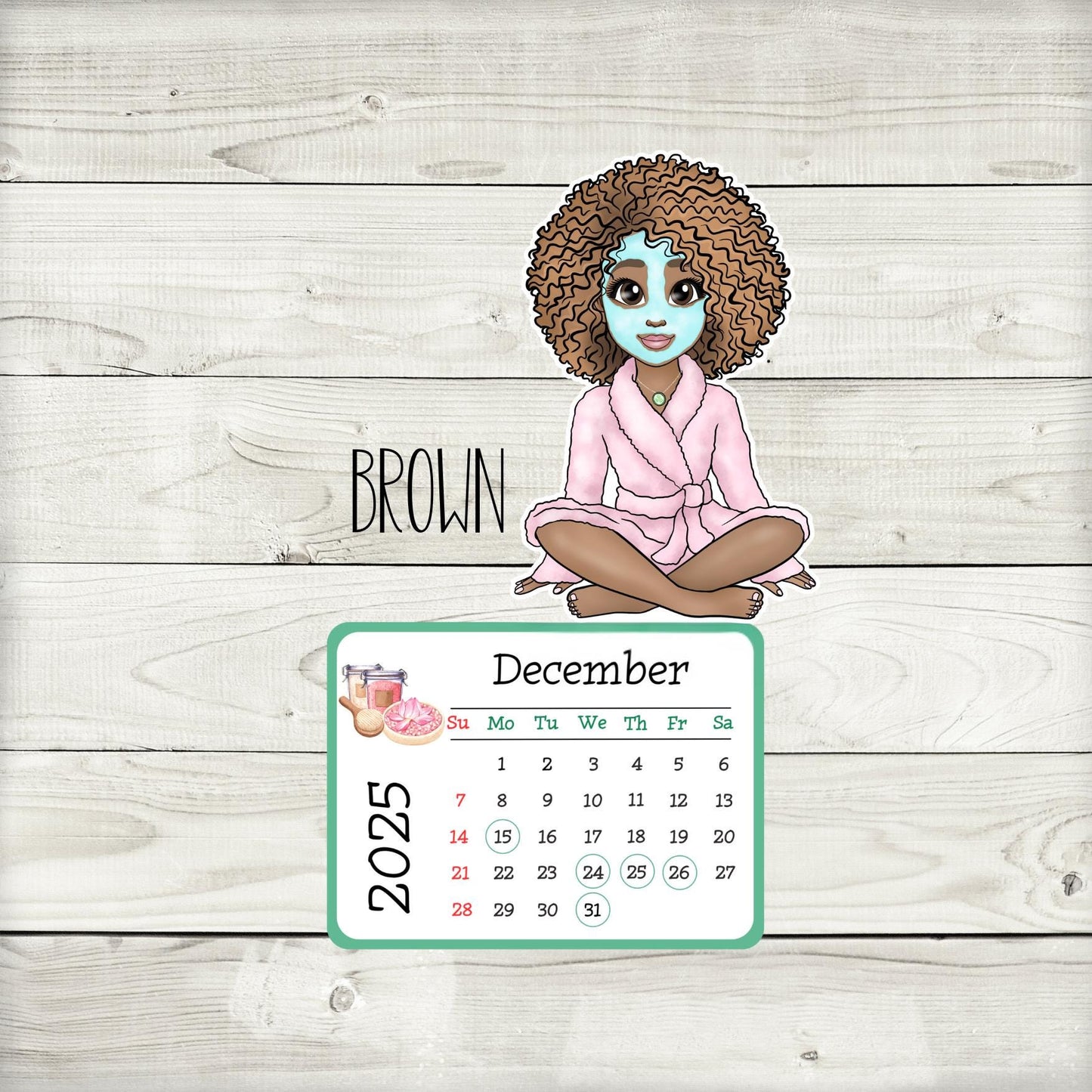 2025 spa desk calendar: self-care afro girl