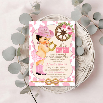 Cowgirl Baby Shower Invitation: Pink Western Theme (Printable & Editable)