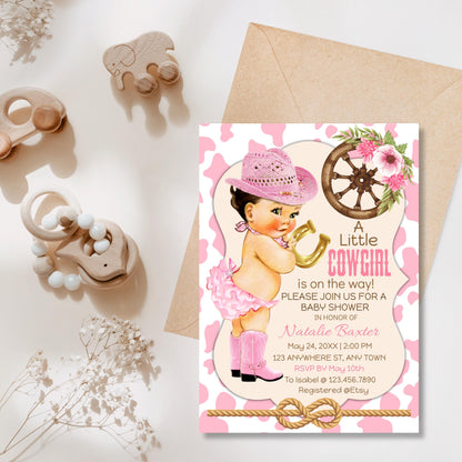 Cowgirl Baby Shower Invitation: Pink Western Theme (Printable & Editable)