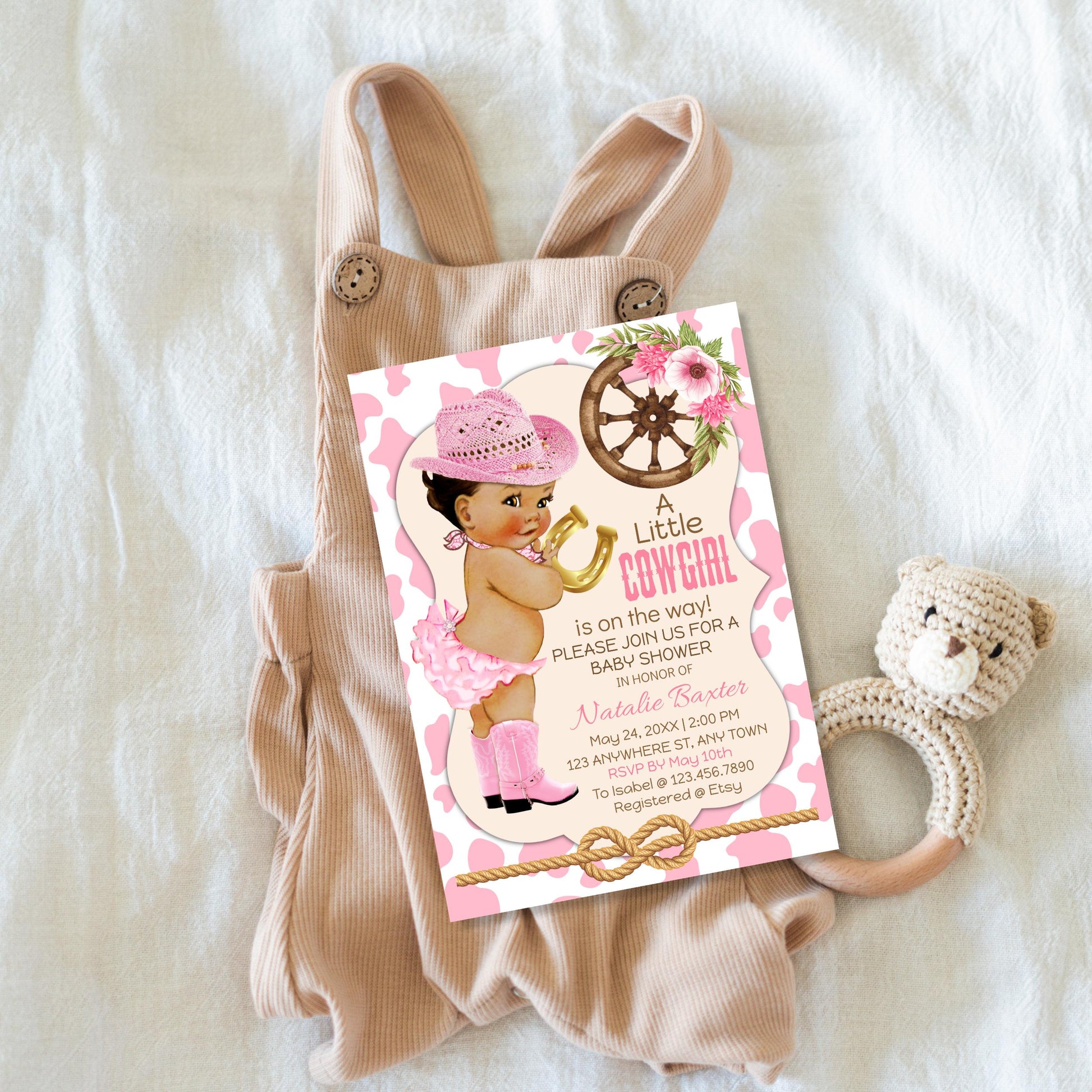 Cowgirl Baby Shower Invitation: Pink Western Theme (Printable & Editable)