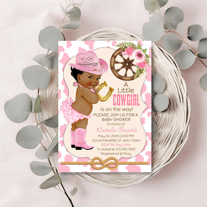 Rustic Cowgirl Baby Shower Invitations: Printable Western Theme (Digital Download)