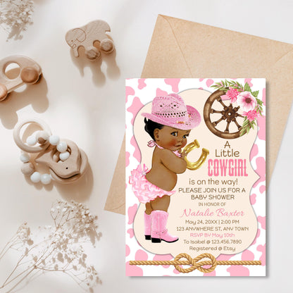 Rustic Cowgirl Baby Shower Invitations: Printable Western Theme (Digital Download)