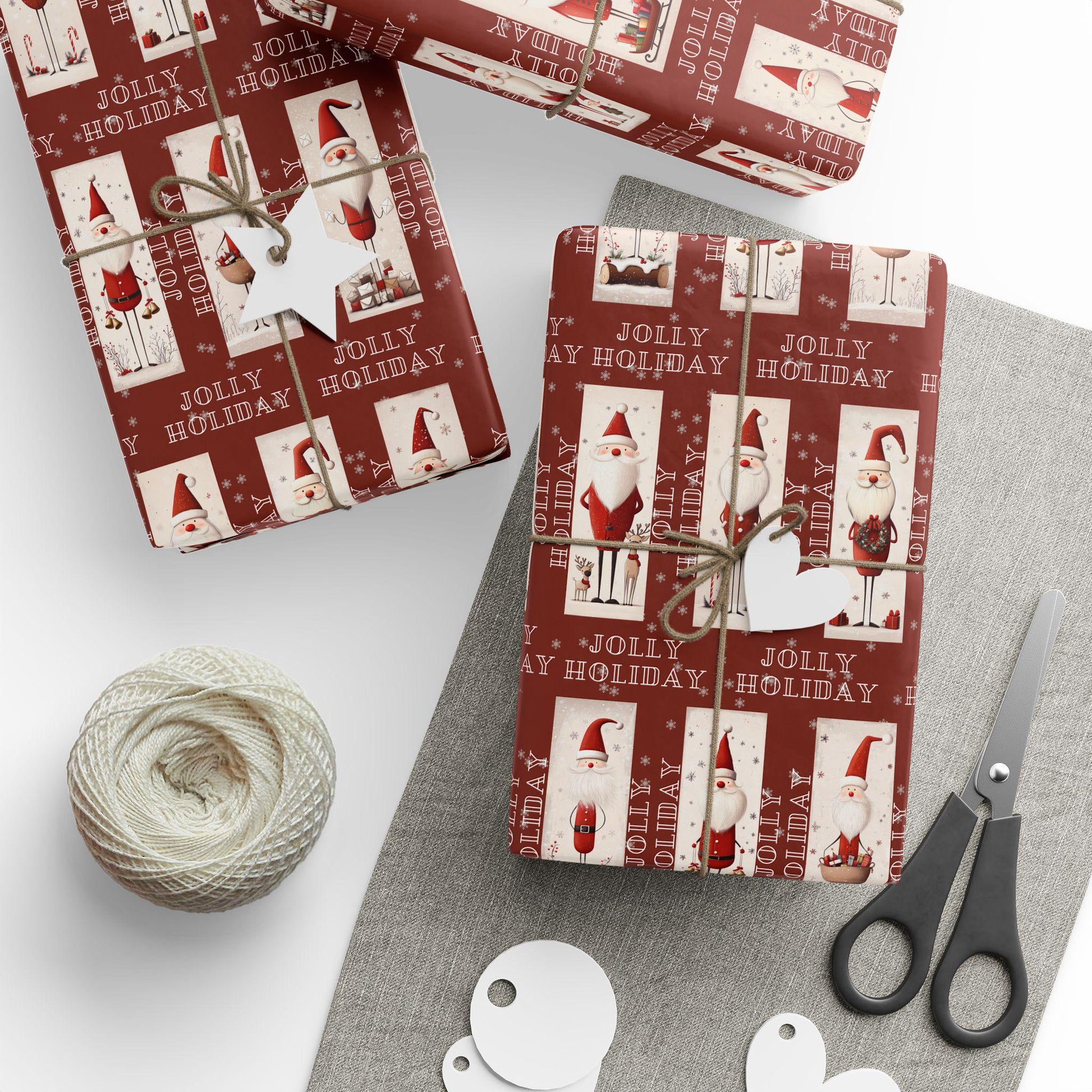 Holly Holiday Vintage Santa Gift Wrapping Paper, Christmas Wrapping Papers, Cute Gift Wrap, Seasonal Paper, Birthday Wrapping, Festive Wrap