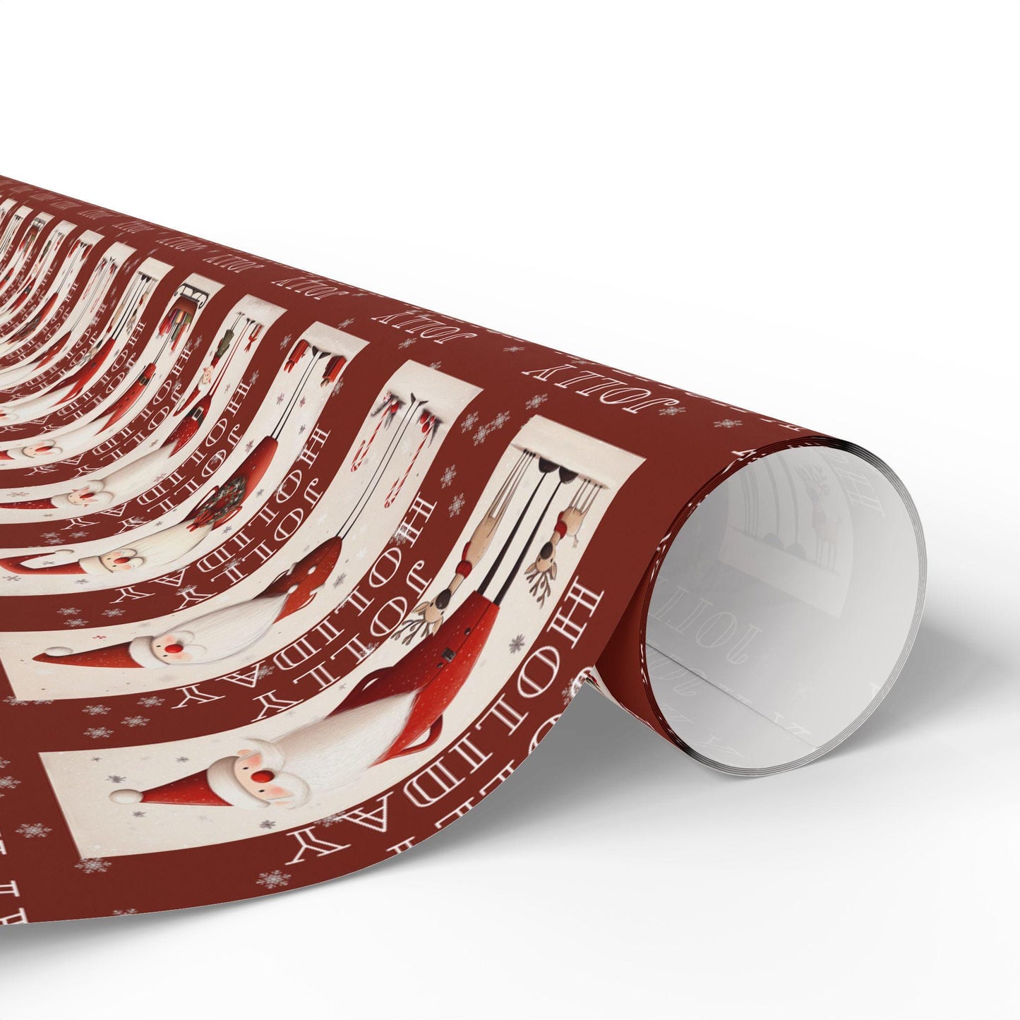 holly holiday vintage santa gift wrapping paper, christmas wrapping papers, cute gift wrap, seasonal paper, birthday wrapping, festive wrap