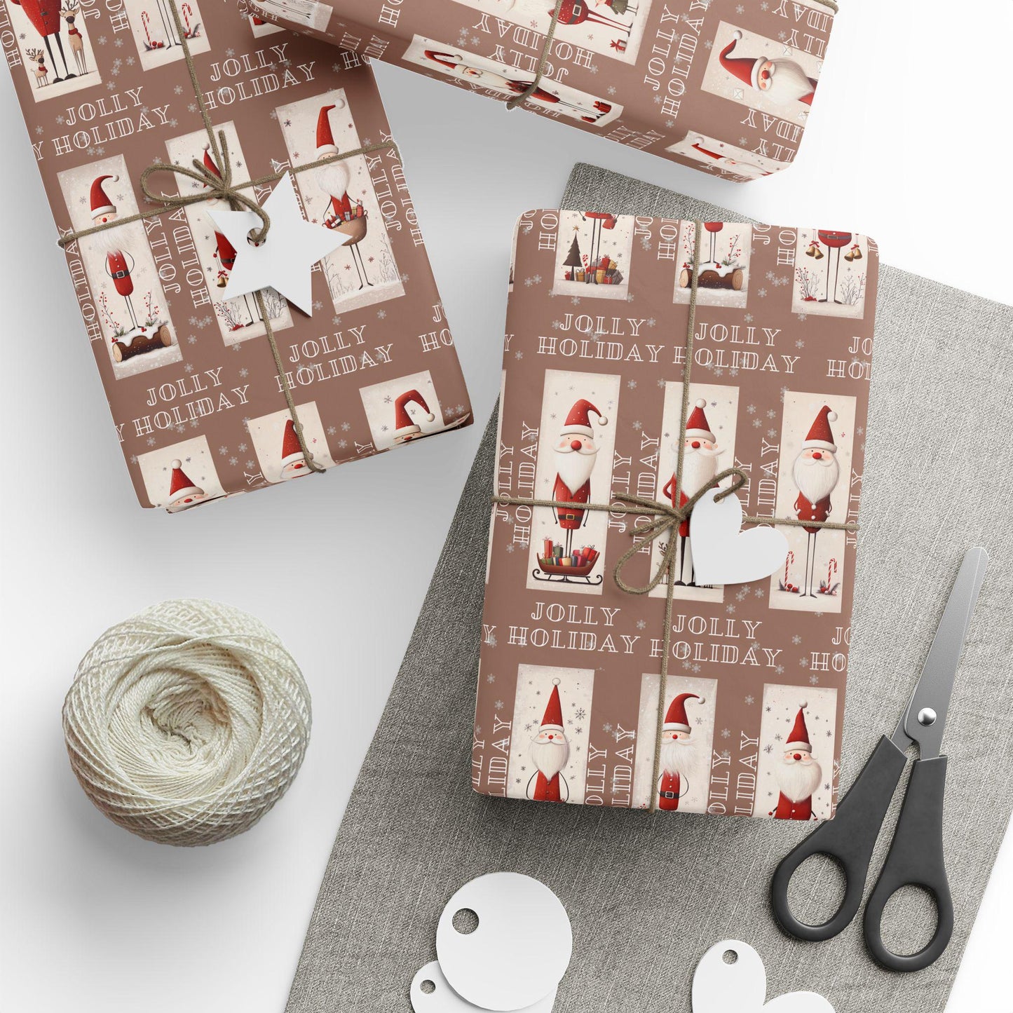 holiday vintage santa gift wrapping paper, christmas wrapping papers, cute gift wrap, seasonal paper, birthday wrapping, festive wrap