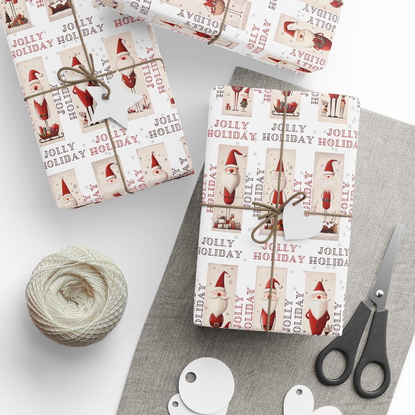 jolly holiday santa gift wrap sheets, vintage santa claus wrapping paper, christmas gift wrap, bundle option available, whimsical christmas