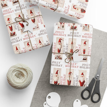 Jolly Holiday Santa Gift Wrap Sheets, Vintage Santa Claus Wrapping Paper, Christmas Gift Wrap, Bundle Option Available, Whimsical Christmas