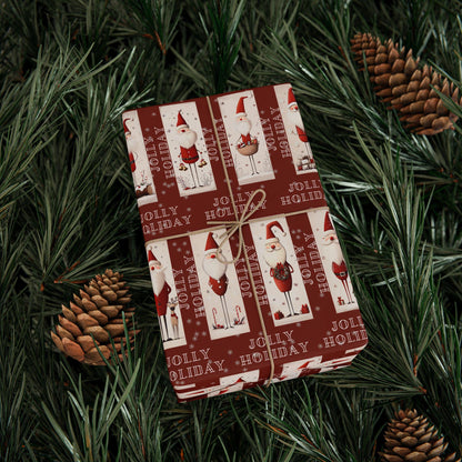 Holly Holiday Vintage Santa Gift Wrapping Paper, Christmas Wrapping Papers, Cute Gift Wrap, Seasonal Paper, Birthday Wrapping, Festive Wrap
