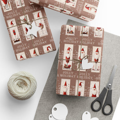 Holiday Vintage Santa Gift Wrapping Paper, Christmas Wrapping Papers, Cute Gift Wrap, Seasonal Paper, Birthday Wrapping, Festive Wrap