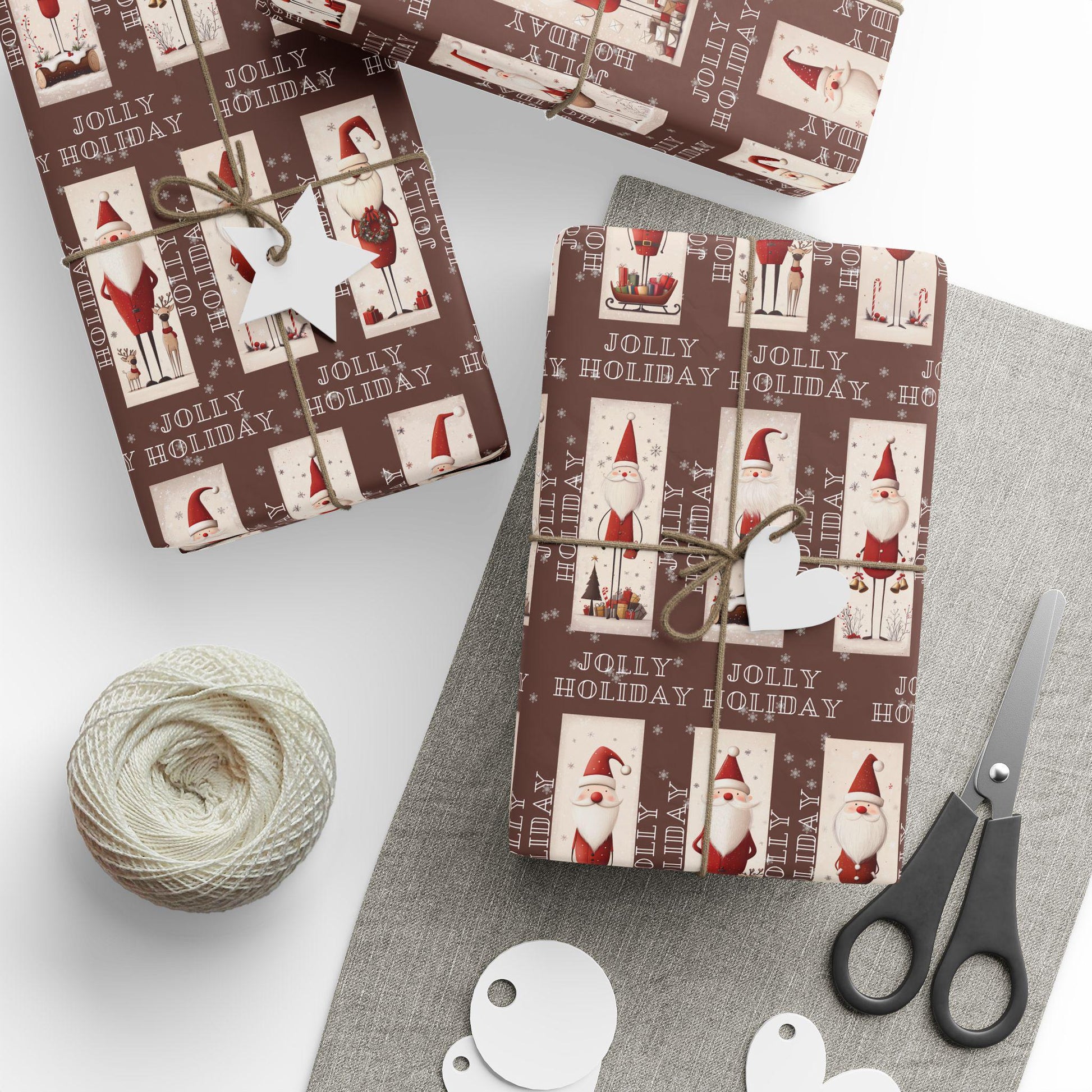 Holly Jolly Santa Gift Wrapping Paper, Christmas Wrapping Papers, Cute Gift Wrap, Seasonal Paper, Birthday Wrapping, Festive Wrap
