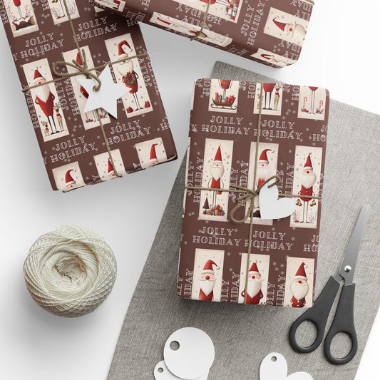 Holly Jolly Santa Gift Wrapping Paper, Christmas Wrapping Papers, Cute Gift Wrap, Seasonal Paper, Birthday Wrapping, Festive Wrap