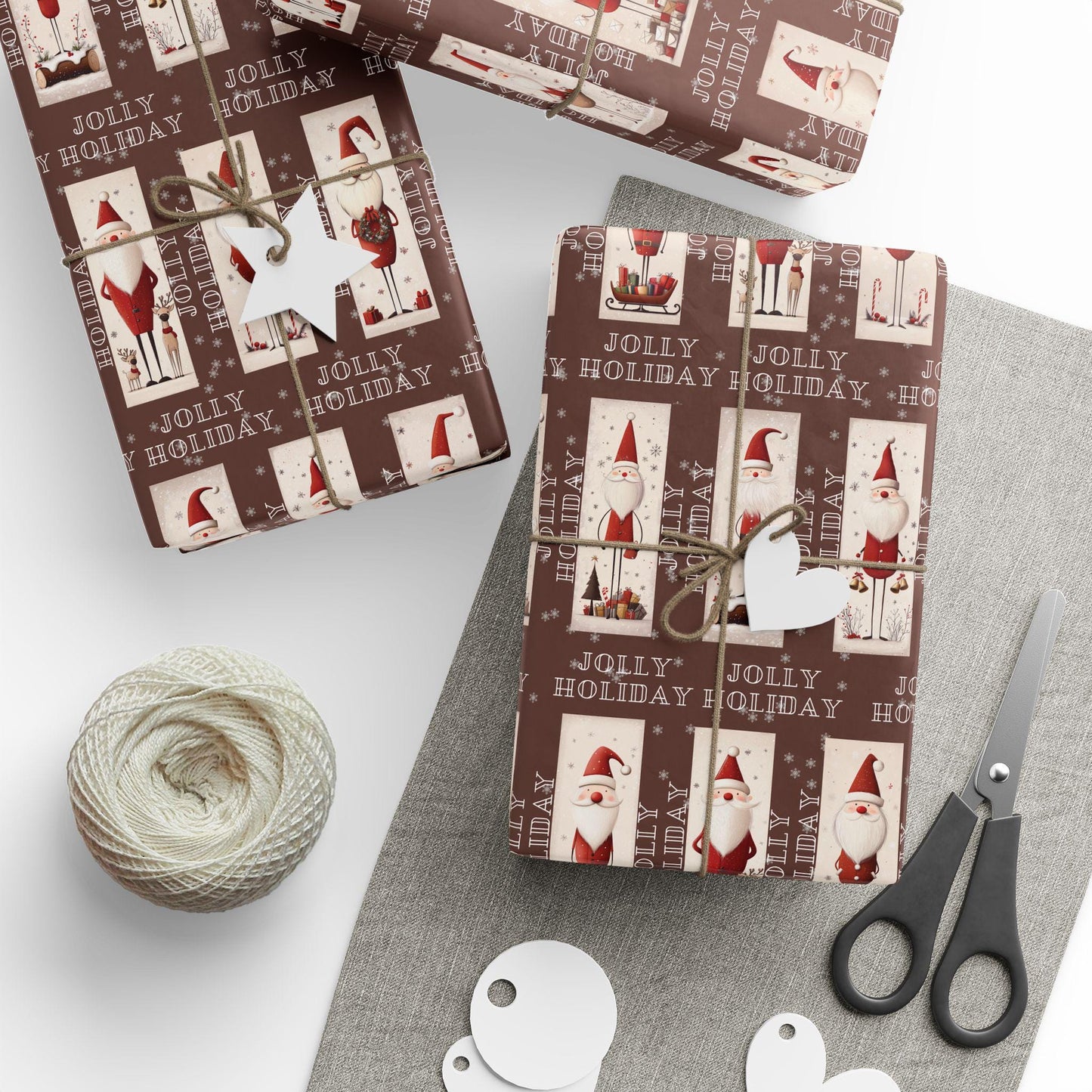 holly jolly santa gift wrapping paper, christmas wrapping papers, cute gift wrap, seasonal paper, birthday wrapping, festive wrap