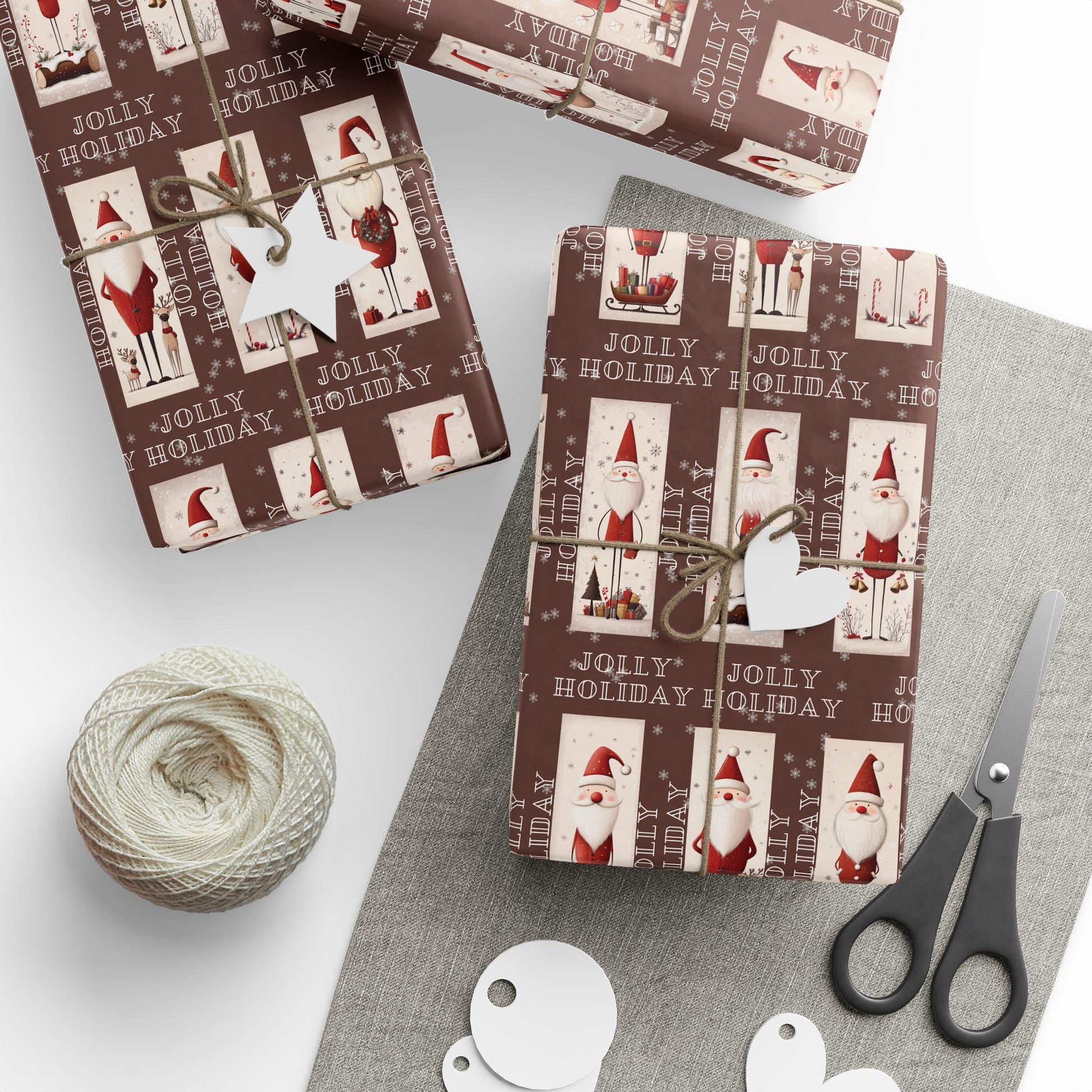 Holly Jolly Santa Gift Wrapping Paper, Christmas Wrapping Papers, Cute Gift Wrap, Seasonal Paper, Birthday Wrapping, Festive Wrap