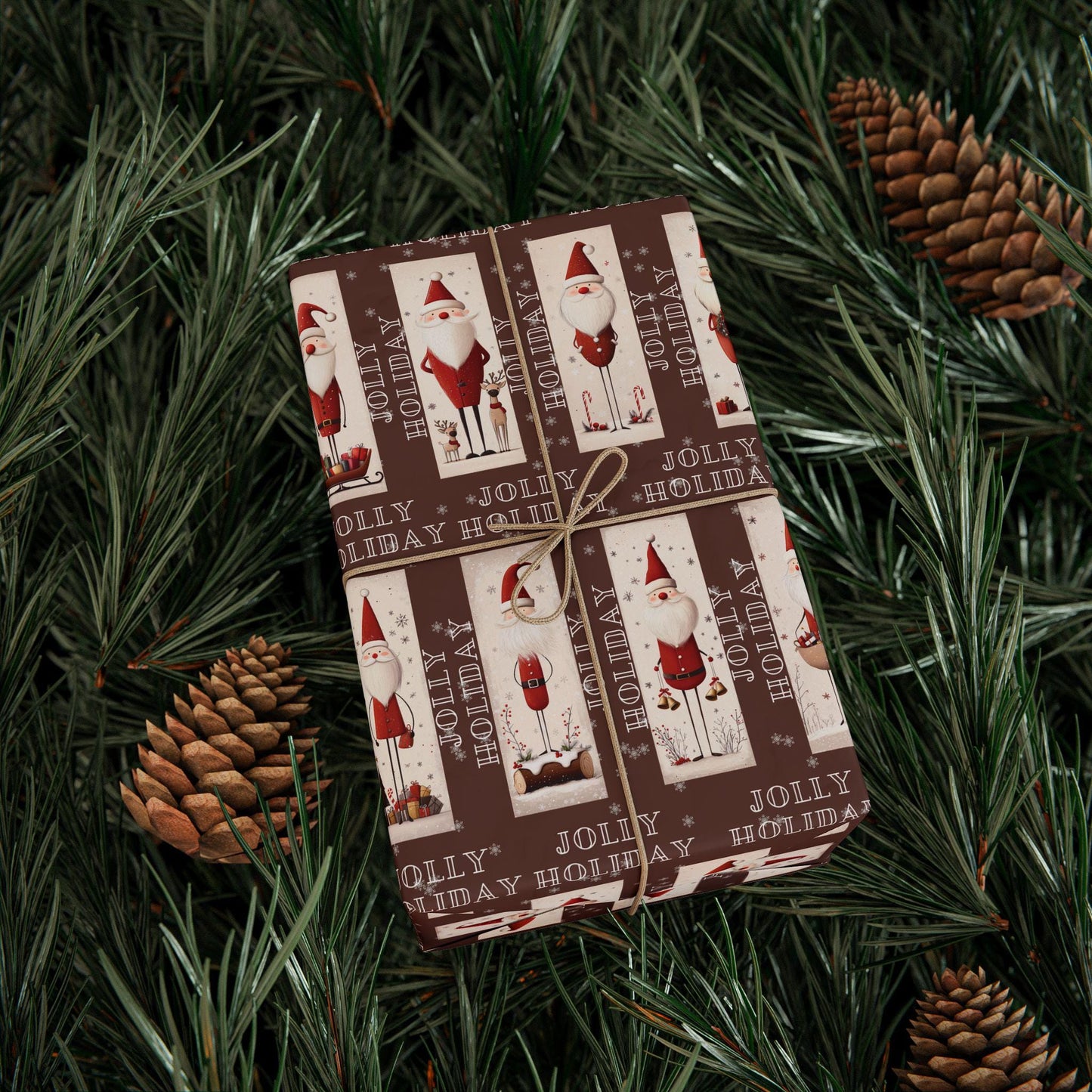 holly jolly santa gift wrapping paper, christmas wrapping papers, cute gift wrap, seasonal paper, birthday wrapping, festive wrap