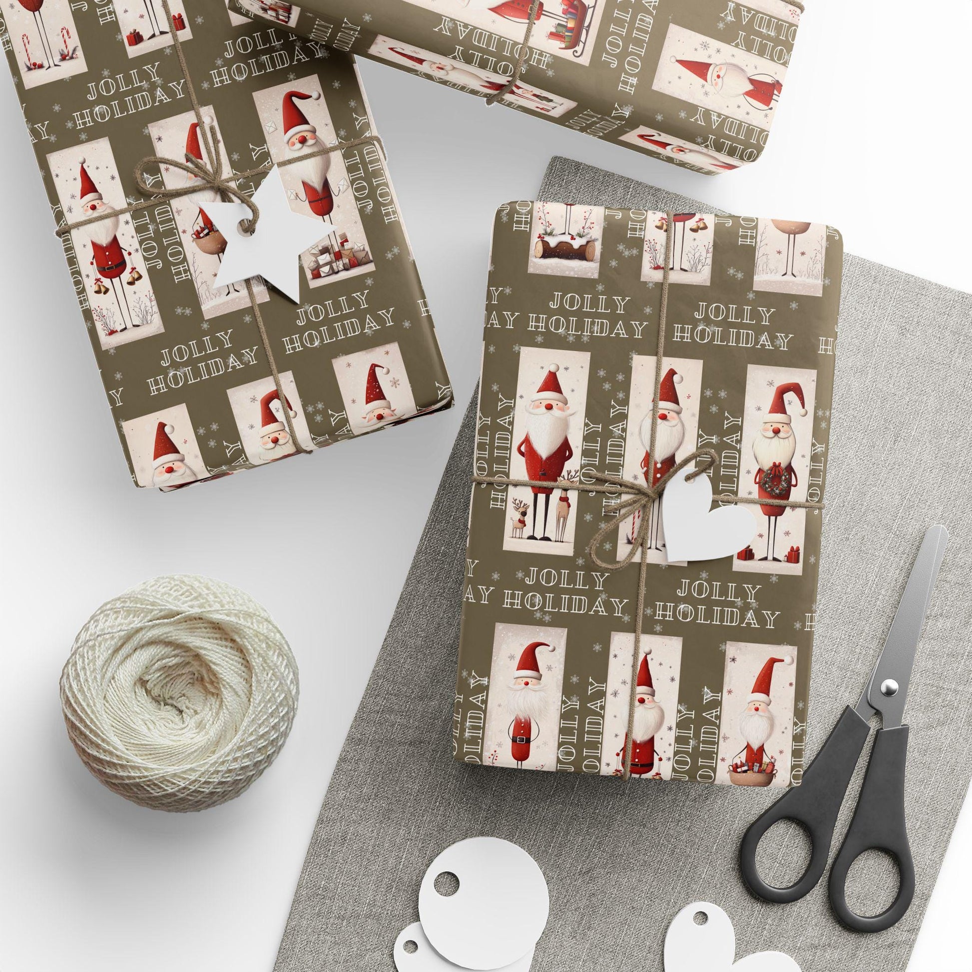 Vintage Santa Gift Wrapping Paper, Christmas Wrapping Papers, Cute Gift Wrap, Seasonal Paper, Birthday Wrapping, Festive Wrap