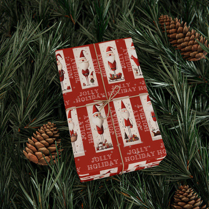 Vintage Jolly Santa Gift Wrapping Paper, Christmas Wrapping Papers, Cute Gift Wrap, Seasonal Paper, Birthday Wrapping, Festive Wrap