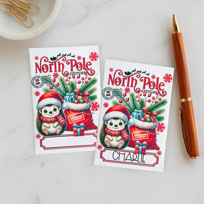 Personalized Hedgehog Gift Card Holder: North Pole Express Christmas Envelope • Christmas Money Holder • Holiday Card Sleeve • Bulk Favors