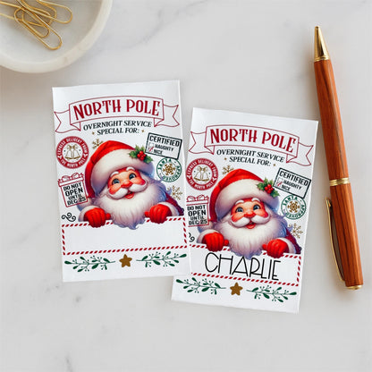 Personalized Santa Gift Card Holder: North Pole Christmas Money Sleeve