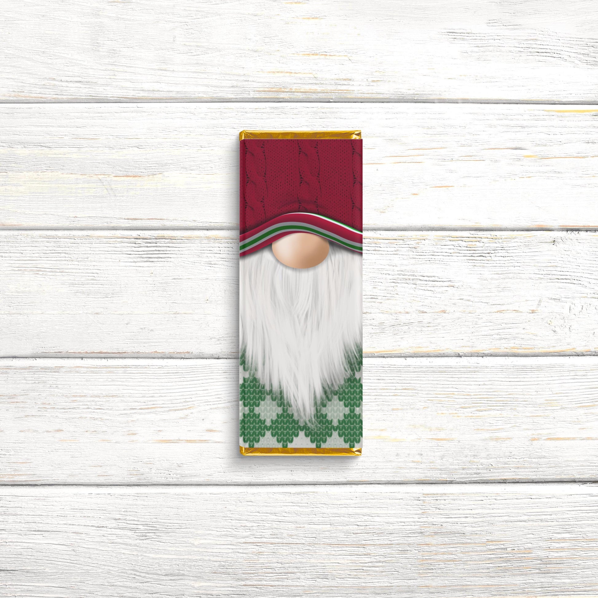 Cozy Christmas Gnome Chocolate Bar Wrappers: Festive Holiday Favors