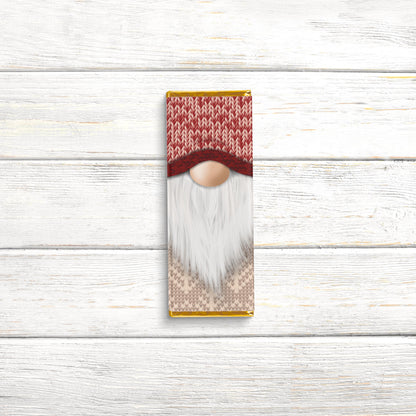 Cozy Christmas Gnome Chocolate Bar Wrappers: Festive Holiday Favors