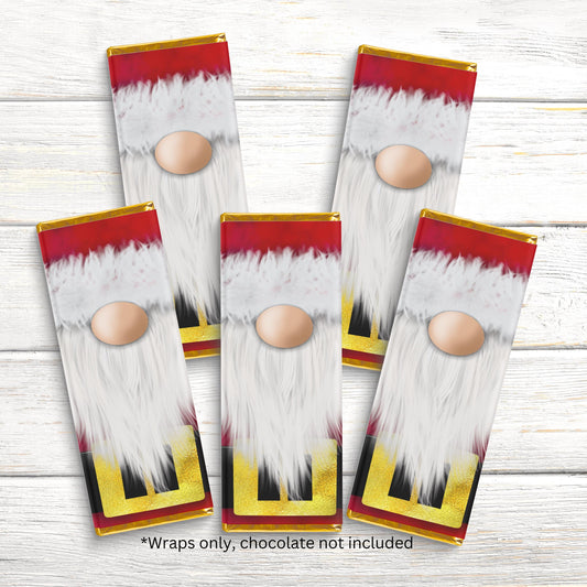Santa Gnome Chocolate Bar Wrappers: Holiday Party Favors