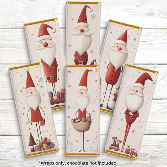 Nordic Santa Chocolate Bar Wrappers: Festive Holiday Party Favors