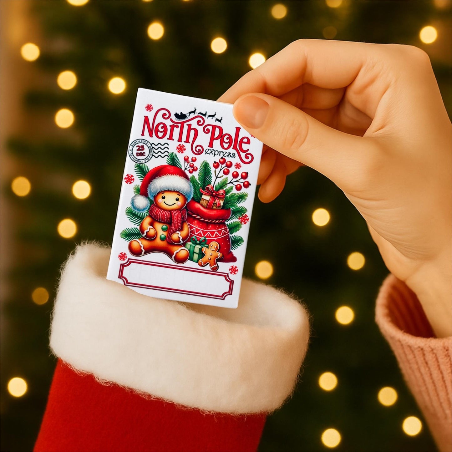 personalized gingerbread gift card holder: north pole express christmas envelope, bulk favor