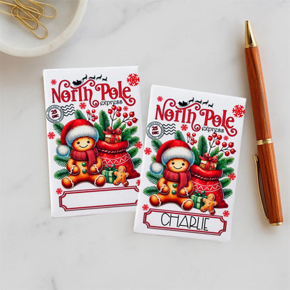Personalized Gingerbread Gift Card Holder: North Pole Express Christmas Envelope, Bulk Favor