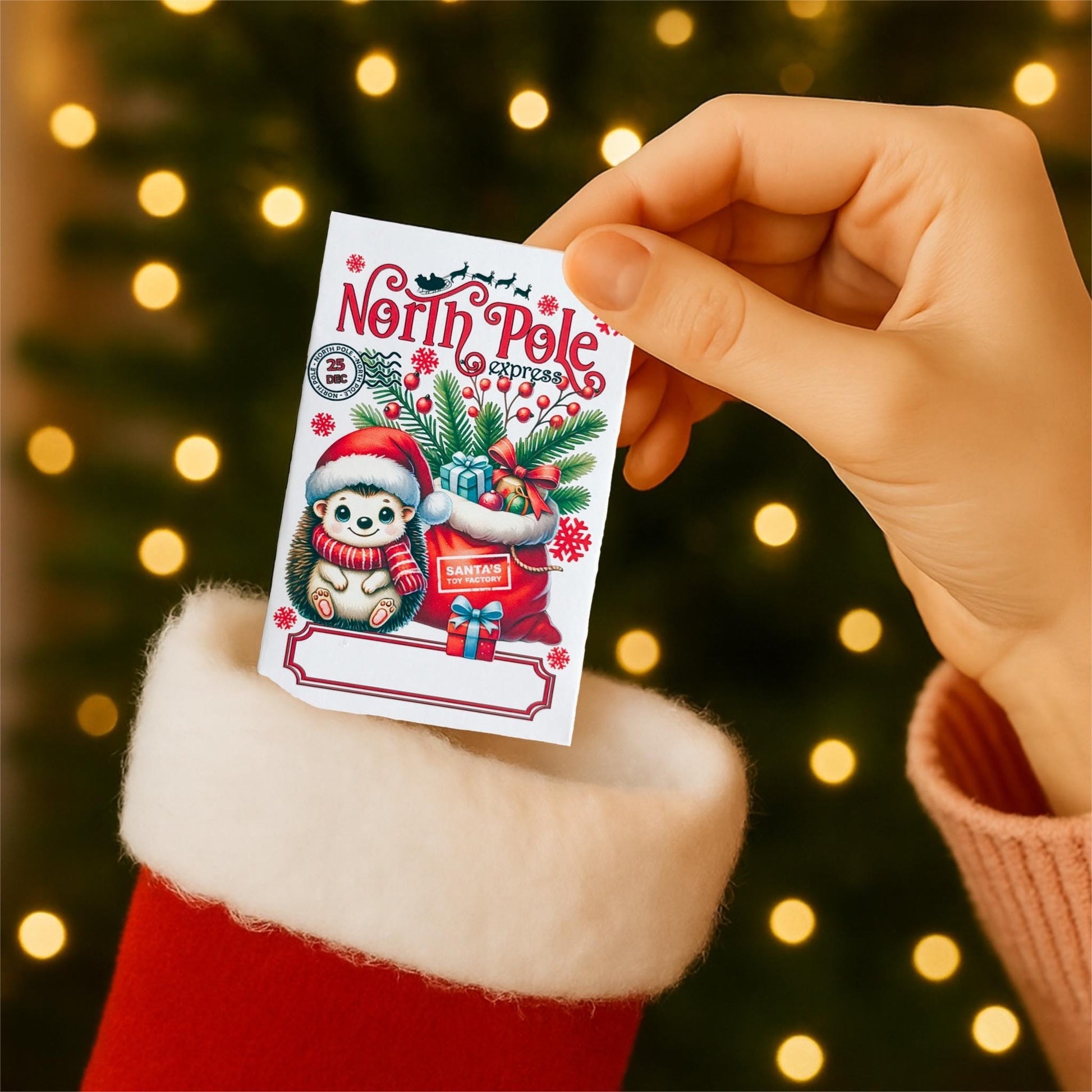 Personalized Hedgehog Gift Card Holder: North Pole Express Christmas Envelope • Christmas Money Holder • Holiday Card Sleeve • Bulk Favors