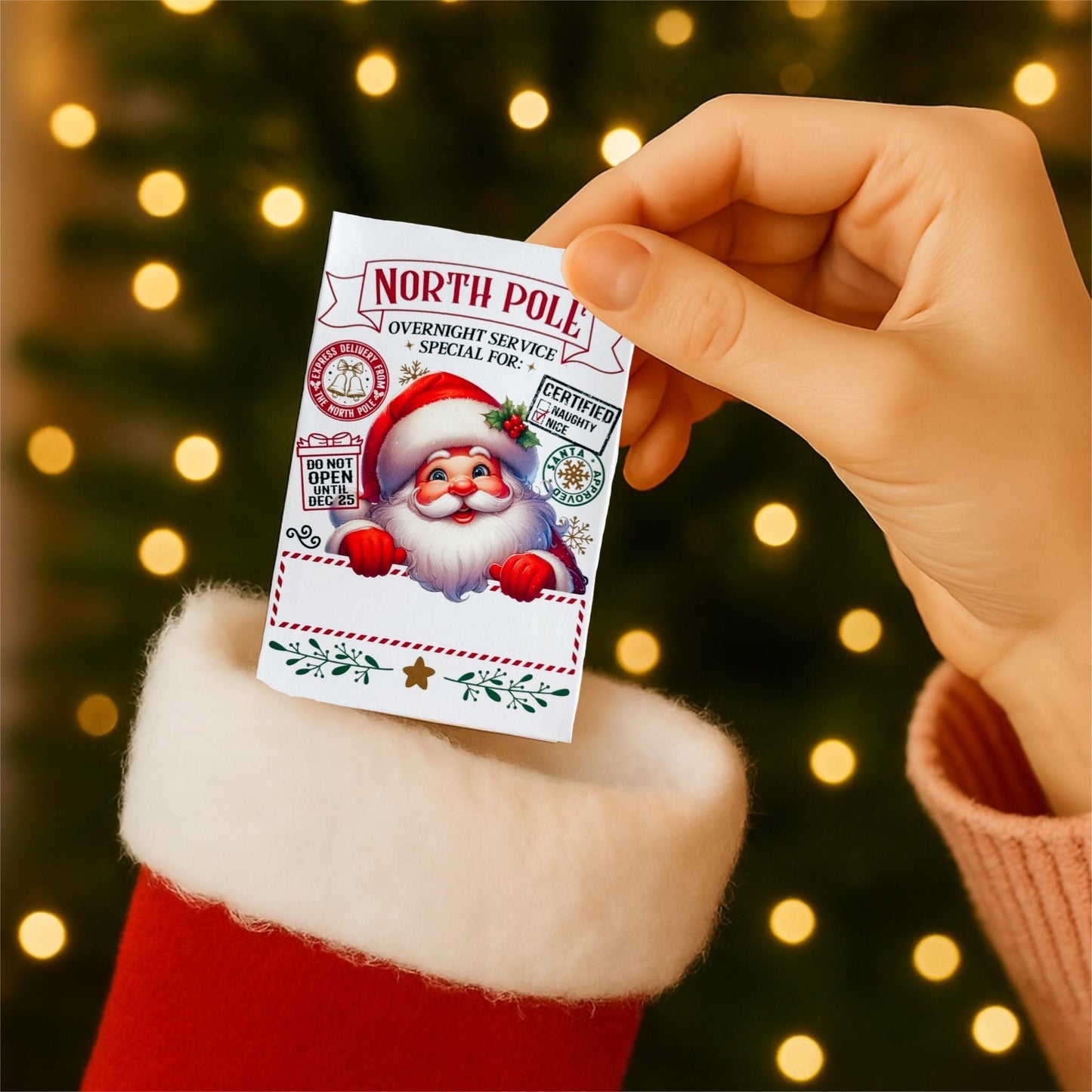 personalized santa gift card holder: north pole christmas money sleeve