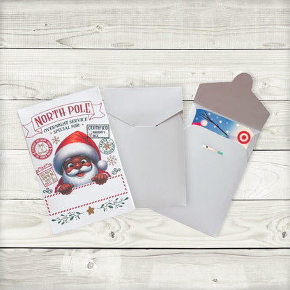 Personalized Black Santa Gift Card Holder: North Pole Christmas Cash Envelope