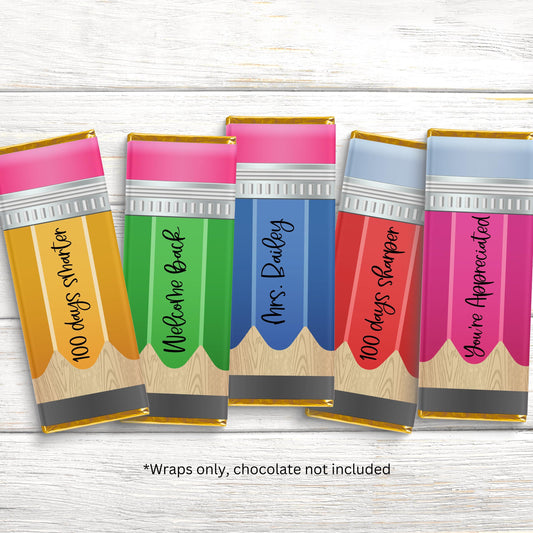 Personalized Pencil Chocolate Bar Wrappers: Teacher Appreciation Gift