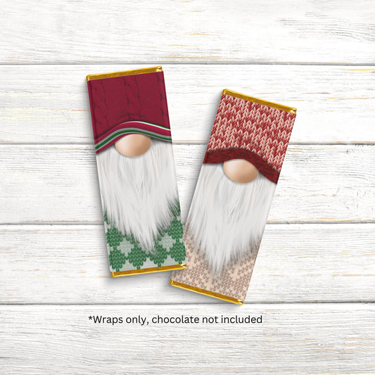 Cozy Christmas Gnome Chocolate Bar Wrappers: Festive Holiday Favors